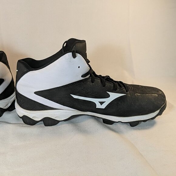 Mizuno 9 Spike Adv. Franchise 8 Mid CIC 1016 Mens US 11.5 Cleats Black White - Picture 8 of 12
